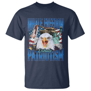 Funny Inhale Freedom Exhale Patriotism T Shirt American Pride Eagle 4th Of July TS11 Navy Print Your Wear