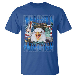 Funny Inhale Freedom Exhale Patriotism T Shirt American Pride Eagle 4th Of July TS11 Royal Blue Print Your Wear