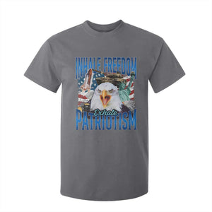 Funny Inhale Freedom Exhale Patriotism T Shirt For Kid American Pride Eagle 4th Of July TS11 Charcoal Print Your Wear