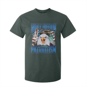 Funny Inhale Freedom Exhale Patriotism T Shirt For Kid American Pride Eagle 4th Of July TS11 Dark Forest Green Print Your Wear