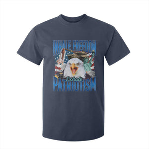 Funny Inhale Freedom Exhale Patriotism T Shirt For Kid American Pride Eagle 4th Of July TS11 Navy Print Your Wear