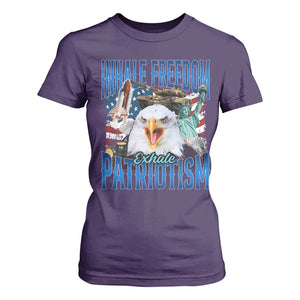 Funny Inhale Freedom Exhale Patriotism T Shirt For Women American Pride Eagle 4th Of July TS11 Purple Print Your Wear