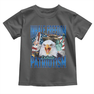 Funny Inhale Freedom Exhale Patriotism Toddler T Shirt American Pride Eagle 4th Of July TS11 Dark Heather Print Your Wear