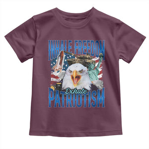 Funny Inhale Freedom Exhale Patriotism Toddler T Shirt American Pride Eagle 4th Of July TS11 Maroon Print Your Wear