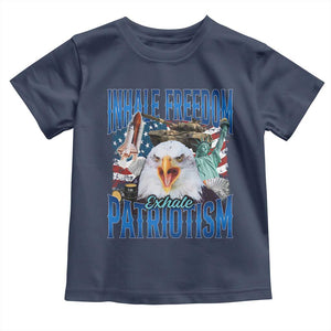 Funny Inhale Freedom Exhale Patriotism Toddler T Shirt American Pride Eagle 4th Of July TS11 Navy Print Your Wear