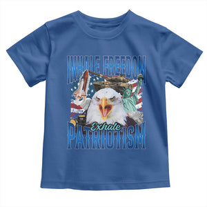 Funny Inhale Freedom Exhale Patriotism Toddler T Shirt American Pride Eagle 4th Of July TS11 Royal Blue Print Your Wear