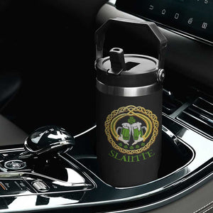 Funny Irish Beer Drinking St Patrick's Day Slainte Flip Straw Tumbler Claddagh Ring Celtic Shamrock TS11 Print Your Wear