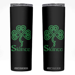 Funny Irish Beer Drinking St Patrick's Day Slainte Skinny Tumbler Celtic Shamrock TS11 Black Print Your Wear