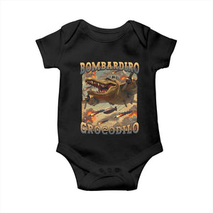 Funny Italian Brainrot Bombardiro Crocodilo Baby Onesie Gen Z Meme TS11 Black Print Your Wear