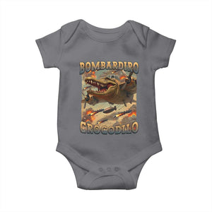 Funny Italian Brainrot Bombardiro Crocodilo Baby Onesie Gen Z Meme TS11 Charcoal Print Your Wear