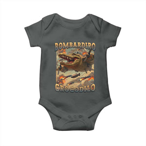 Funny Italian Brainrot Bombardiro Crocodilo Baby Onesie Gen Z Meme TS11 Dark Heather Print Your Wear