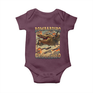 Funny Italian Brainrot Bombardiro Crocodilo Baby Onesie Gen Z Meme TS11 Maroon Print Your Wear