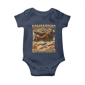 Funny Italian Brainrot Bombardiro Crocodilo Baby Onesie Gen Z Meme TS11 Navy Print Your Wear