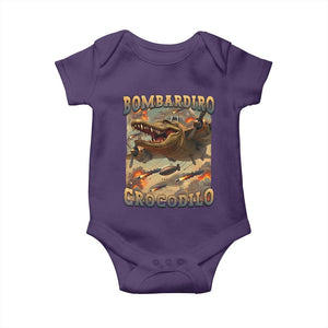 Funny Italian Brainrot Bombardiro Crocodilo Baby Onesie Gen Z Meme TS11 Purple Print Your Wear