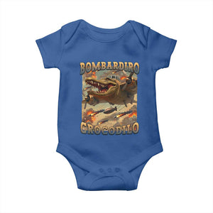Funny Italian Brainrot Bombardiro Crocodilo Baby Onesie Gen Z Meme TS11 Royal Blue Print Your Wear