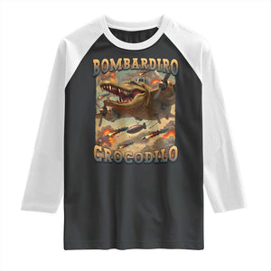 Funny Italian Brainrot Bombardiro Crocodilo Raglan Shirt Gen Z Meme TS11 Black White Print Your Wear