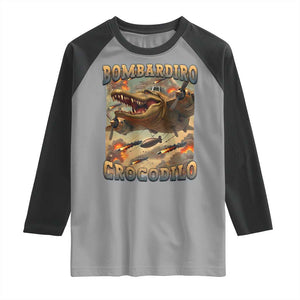 Funny Italian Brainrot Bombardiro Crocodilo Raglan Shirt Gen Z Meme TS11 Sport Gray Black Print Your Wear