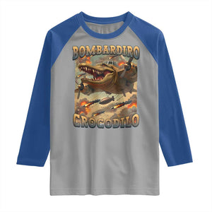 Funny Italian Brainrot Bombardiro Crocodilo Raglan Shirt Gen Z Meme TS11 Sport Gray Royal Print Your Wear