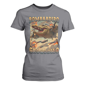 Funny Italian Brainrot Bombardiro Crocodilo T Shirt For Women Gen Z Meme TS11 Charcoal Print Your Wear