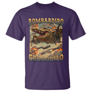 Funny Italian Brainrot Bombardiro Crocodilo T Shirt Gen Z Meme TS11 Purple Print Your Wear