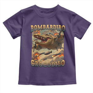 Funny Italian Brainrot Bombardiro Crocodilo Toddler T Shirt Gen Z Meme TS11 Purple Print Your Wear