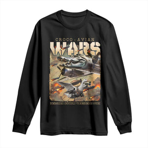 Funny Italian Brainrot Croco Avian Wars Long Sleeve Shirt Bombardino Crocodilo Bombombini Gusini Gen Z Meme TS11 Black Print Your Wear