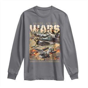 Funny Italian Brainrot Croco Avian Wars Long Sleeve Shirt Bombardino Crocodilo Bombombini Gusini Gen Z Meme TS11 Charcoal Print Your Wear
