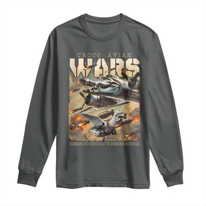 Funny Italian Brainrot Croco Avian Wars Long Sleeve Shirt Bombardino Crocodilo Bombombini Gusini Gen Z Meme TS11 Dark Heather Print Your Wear