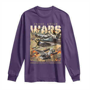 Funny Italian Brainrot Croco Avian Wars Long Sleeve Shirt Bombardino Crocodilo Bombombini Gusini Gen Z Meme TS11 Purple Print Your Wear