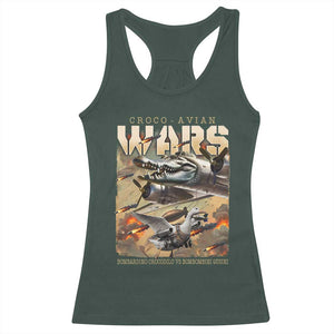 Funny Italian Brainrot Croco Avian Wars Racerback Tank Top Bombardino Crocodilo Bombombini Gusini Gen Z Meme TS11 Dark Forest Green Print Your Wear