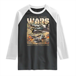 Funny Italian Brainrot Croco Avian Wars Raglan Shirt Bombardino Crocodilo Bombombini Gusini Gen Z Meme TS11 Black White Print Your Wear