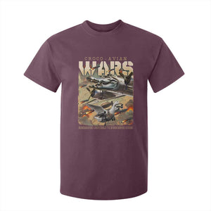 Funny Italian Brainrot Croco Avian Wars T Shirt For Kid Bombardino Crocodilo Bombombini Gusini Gen Z Meme TS11 Maroon Print Your Wear