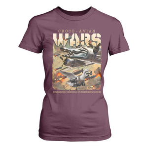 Funny Italian Brainrot Croco Avian Wars T Shirt For Women Bombardino Crocodilo Bombombini Gusini Gen Z Meme TS11 Maroon Print Your Wear