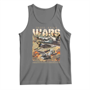 Funny Italian Brainrot Croco Avian Wars Tank Top Bombardino Crocodilo Bombombini Gusini Gen Z Meme TS11 Black Heather Print Your Wear