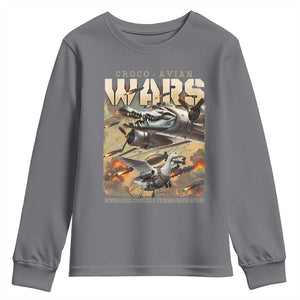Funny Italian Brainrot Croco Avian Wars Youth Sweatshirt Bombardino Crocodilo Bombombini Gusini Gen Z Meme TS11 Charcoal Print Your Wear