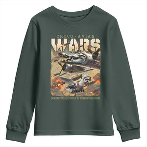 Funny Italian Brainrot Croco Avian Wars Youth Sweatshirt Bombardino Crocodilo Bombombini Gusini Gen Z Meme TS11 Dark Forest Green Print Your Wear