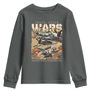 Funny Italian Brainrot Croco Avian Wars Youth Sweatshirt Bombardino Crocodilo Bombombini Gusini Gen Z Meme TS11 Dark Heather Print Your Wear