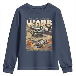 Funny Italian Brainrot Croco Avian Wars Youth Sweatshirt Bombardino Crocodilo Bombombini Gusini Gen Z Meme TS11 Navy Print Your Wear