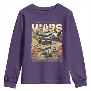 Funny Italian Brainrot Croco Avian Wars Youth Sweatshirt Bombardino Crocodilo Bombombini Gusini Gen Z Meme TS11 Purple Print Your Wear
