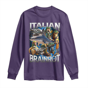 Funny Italian Brainrot Gen Z Meme Long Sleeve Shirt TS11 Purple Print Your Wear