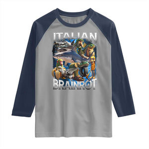 Funny Italian Brainrot Gen Z Meme Raglan Shirt TS11 Sport Gray Navy Print Your Wear