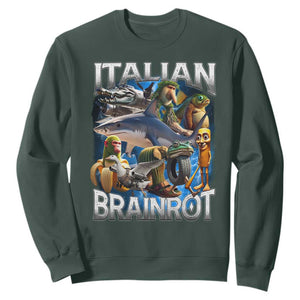 Funny Italian Brainrot Gen Z Meme Sweatshirt TS11 Dark Forest Green Print Your Wear