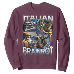 Funny Italian Brainrot Gen Z Meme Sweatshirt TS11 Maroon Print Your Wear
