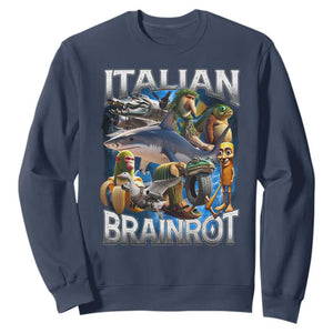 Funny Italian Brainrot Gen Z Meme Sweatshirt TS11 Navy Print Your Wear