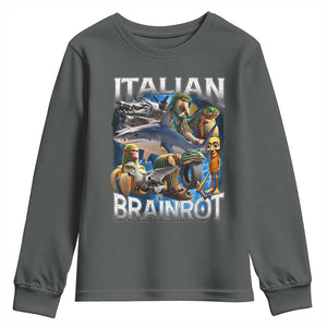 Funny Italian Brainrot Gen Z Meme Youth Sweatshirt TS11 Dark Heather Print Your Wear
