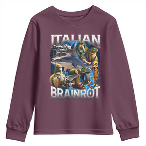 Funny Italian Brainrot Gen Z Meme Youth Sweatshirt TS11 Maroon Print Your Wear