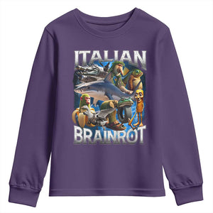 Funny Italian Brainrot Gen Z Meme Youth Sweatshirt TS11 Purple Print Your Wear