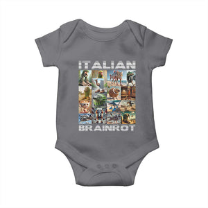 Funny Italian Brainrot Meme Art Baby Onesie Surreal Humor Pop Culture Collage TS02 Charcoal Print Your Wear
