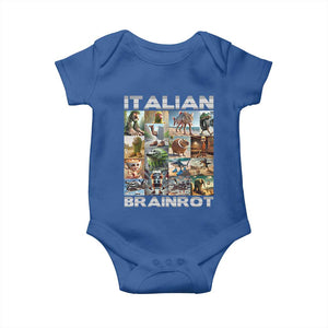 Funny Italian Brainrot Meme Art Baby Onesie Surreal Humor Pop Culture Collage TS02 Royal Blue Print Your Wear