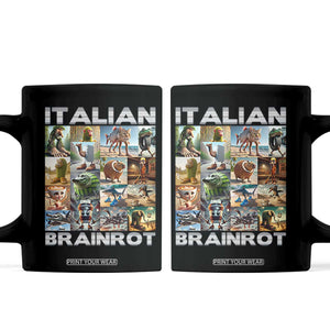 Funny Italian Brainrot Meme Art Coffee Mug Surreal Humor Pop Culture Collage TS02 Black Print Your Wear
